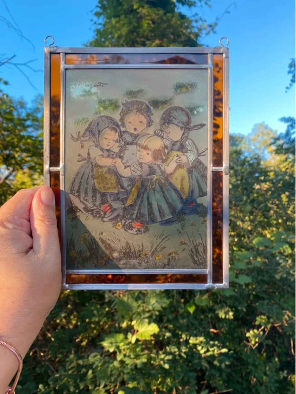 Ring Around The Rosie Hummel ARS Ltd Ed Leaded Glass Wall / Window Hanging~NIB